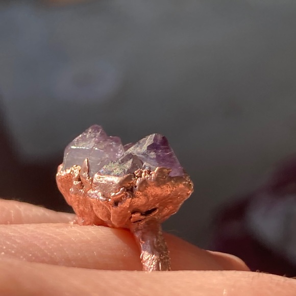Amethyst Point Cluster Ring Electroformed sz 7 - Picture 12 of 15
